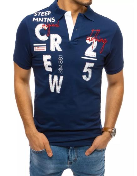 Pánske tričko s potlačou modrej CREW