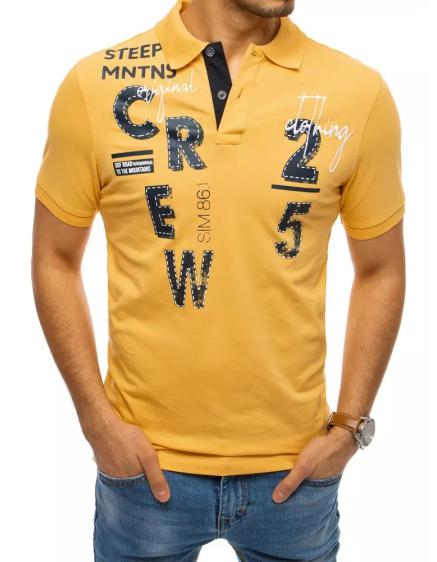 Pánské tričko s potiskem žluté CREW