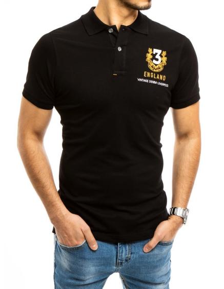 Pánske tričko s golierom čierne NUMMER