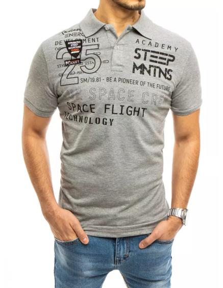 Pánské tričko s límečkem šedé STEEP