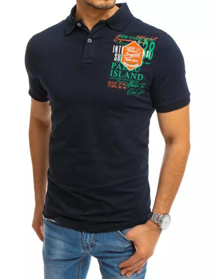 Pánske tričko s golierom modrej ISLAND