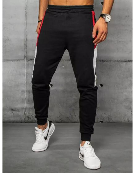 Pánske tepláky bez potlače čierne SLIM