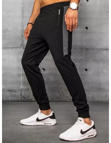 Pánske tepláky bez potlače čierne STRIP