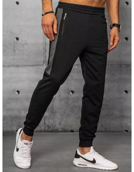 Pánske tepláky bez potlače čierne STRIP