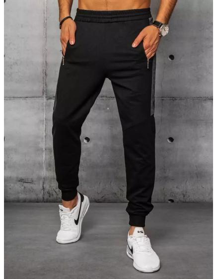 Pánske tepláky bez potlače čierne STRIP