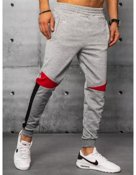 Pánské tepláky bez potisku šedé KNOW