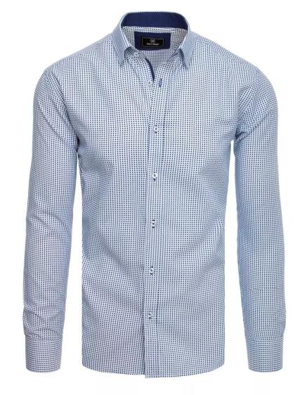 Pánská košile s dlouhým rukávem vzorovaná bílá