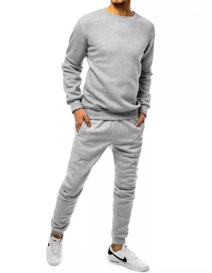 Pánska tepláková súprava bez kapucne bez potlače šedá