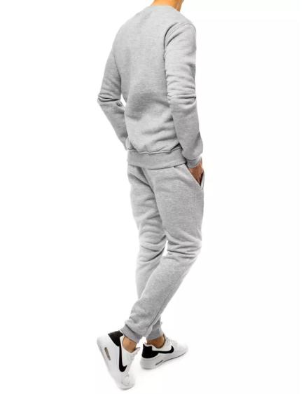 Pánska tepláková súprava bez kapucne bez potlače šedá