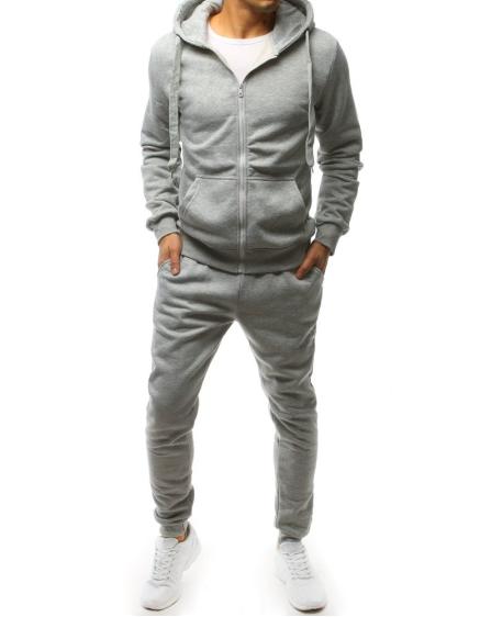 Férfi sportruha cipzárral, szürke, nyomtatás nélkül