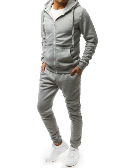 Férfi sportruha cipzárral, szürke, nyomtatás nélkül