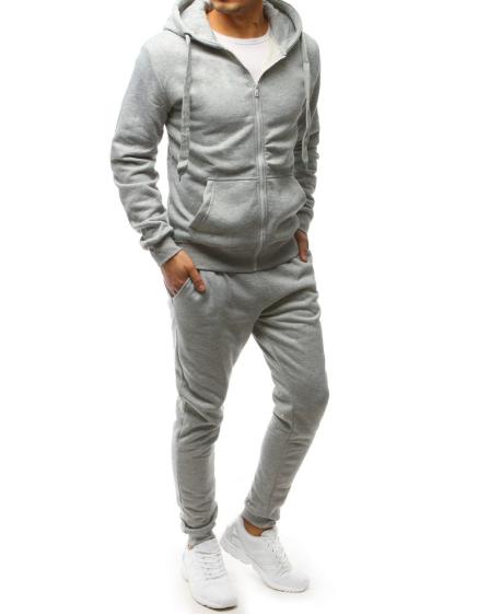 Férfi sportruha cipzárral, szürke, nyomtatás nélkül