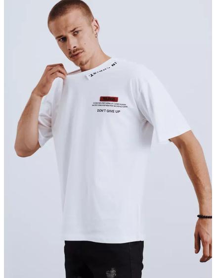 Pánské tričko s potiskem a nášivkami bílá