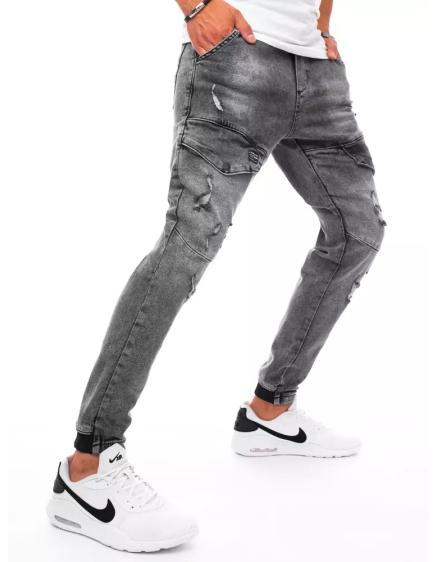 Pánske džínsovej jogger nohavice šedé