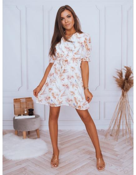 Női ruha CLAIRE mintával fehér