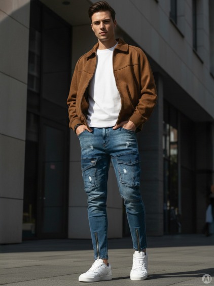 Pánske džínsovej jogger nohavice svetlo modré YOUTH – fotografie produktu 2