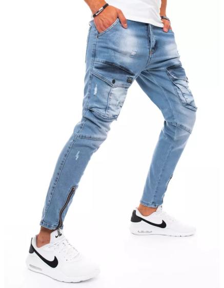 Férfi farmernadrág jogger nadrág égszínkék YOUTH