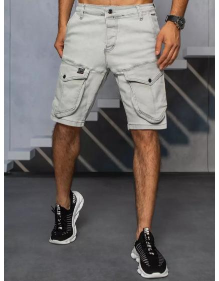 Pánské džínové kraťasy s kapsami šedé STYLE