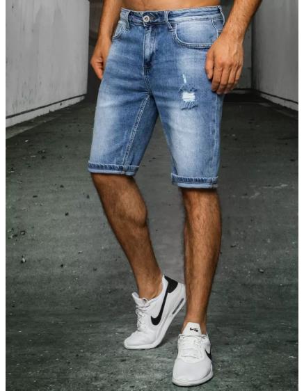 Pánske riflové kraťasy modré STYL