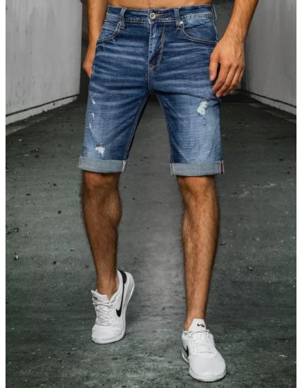 Pánske riflové kraťasy tmavo modré DENIM