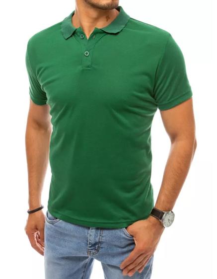 Pánské tričko s límečkem zelené ELEGANCE