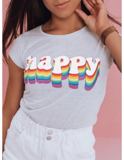 Dámské tričko s nápisem HAPPY světle šedá