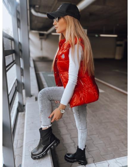 Női steppelt kapucnis mellény SHILDA piros