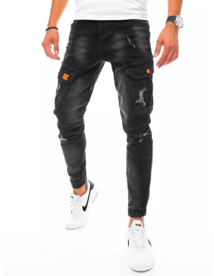 Férfi denim jogger nadrág sötétszürke DENIM