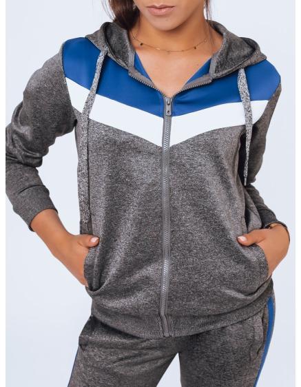 Dámska mikina na zips s kapucňou FALLON tmavo šedá