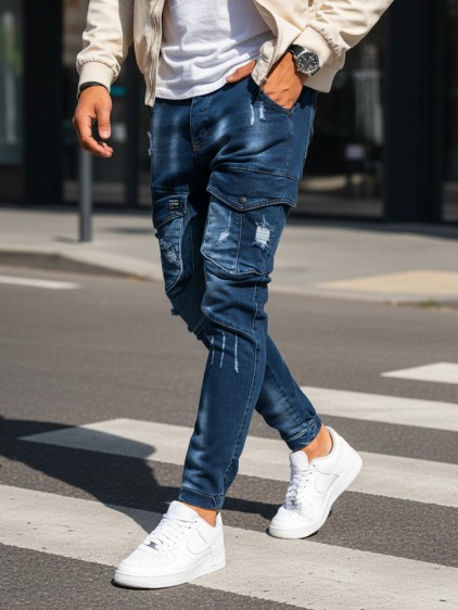 Férfi jogger nadrág sötétkék INGYENES