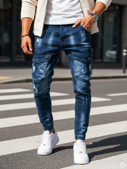 Pánske jogger nohavice tmavo modré FREE – fotografie produktu 3