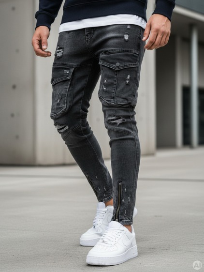 Pánske jogger nohavice tmavo šedé FREE