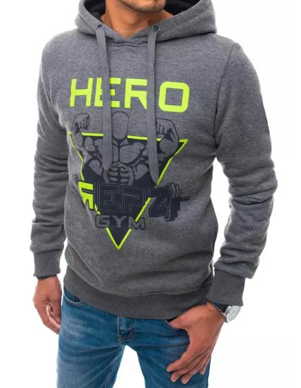 Pánská mikina s potiskem a kapucí šedá HERO