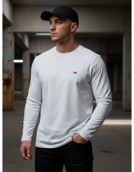 Pánské tričko s dlouhým rukávem bílé