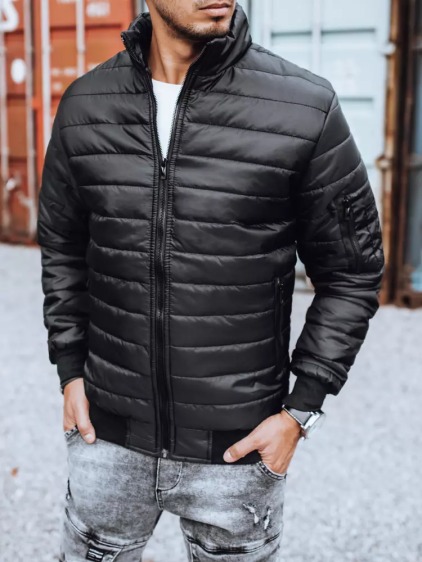 Férfi steppelt kabát fekete BOMBER