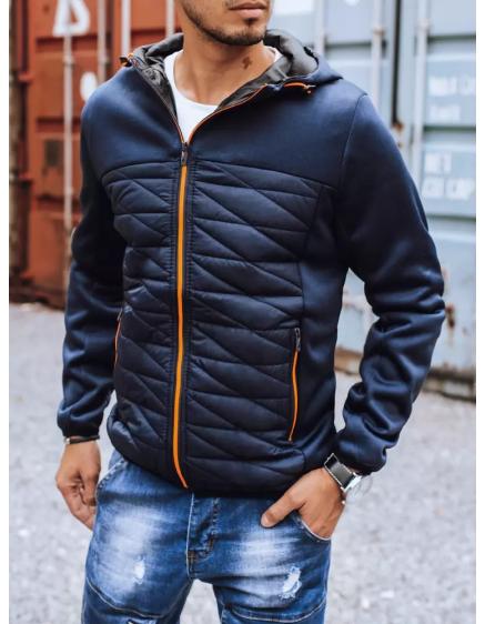 Pánska zimná bunda prešívaná s kapucňou modrá SPORT PRO