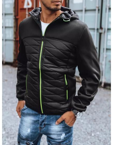 Férfi téli steppelt kabát kapucnival fekete SPORT PRO