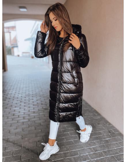 Dámska dlhá bunda prešívaná skapucí BETHANNY čierna