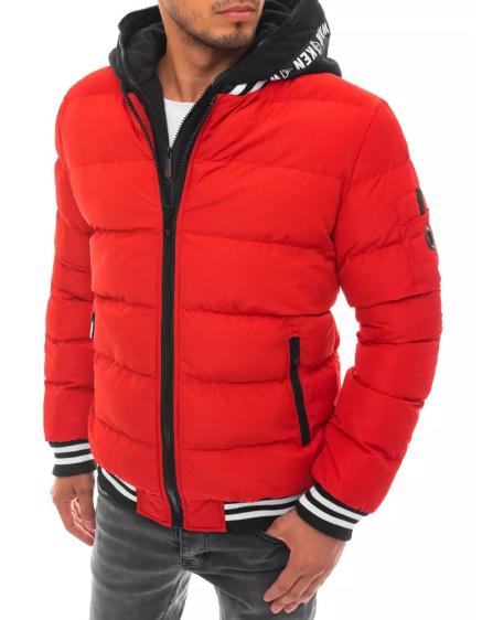 Pánská bunda prošívaná s odepínací kapucí červená DOUBLE