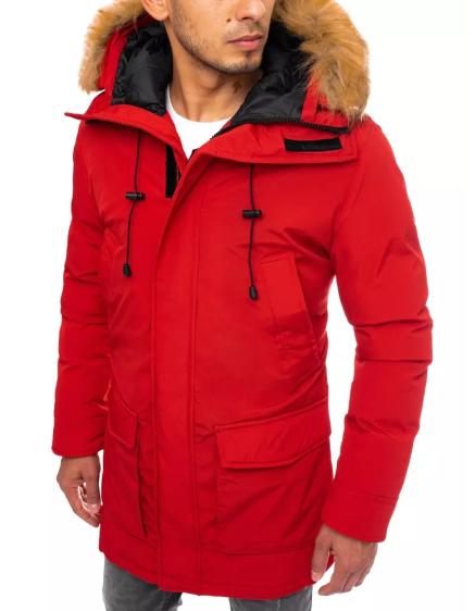 Pánská zimní parka s kapucí  červená JOY