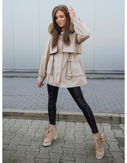 Női télikabát kapucnival TAYLOR bézs színben