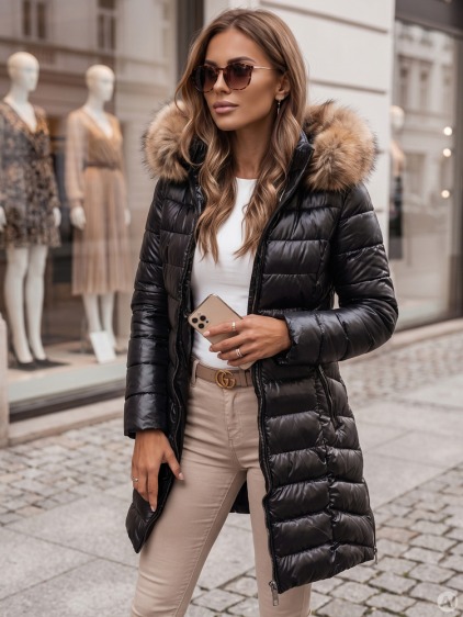 Dámska zimná bunda s kapucňou REBECCA čierna
