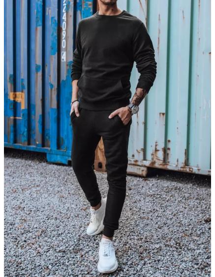 Férfi kapucnis tréningruha zsebbel BASE fekete