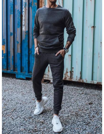 Férfi kapucnis tréningruha zsebbel BASE sötétszürke