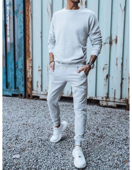 Pánská tepláková souprava bez kapuce s kapsou BASE světle šedá