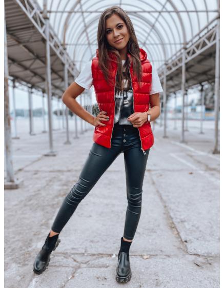 Dámská sportovní vesta s kapucí na zip GRACE červená