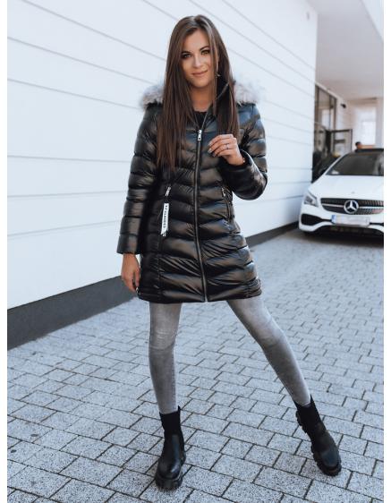 Női téli kapucnis steppelt kabát TERRA fekete