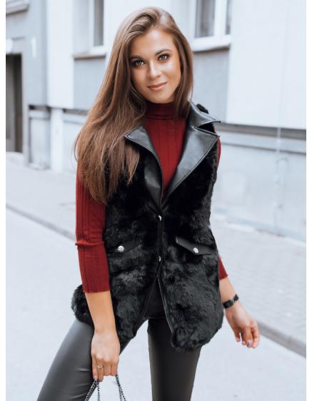 Női elegáns kapucnis mellény GINNO fekete