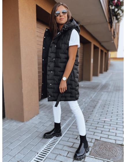 Dámska prešívaná vesta s kapucňou PAOLLA čierna