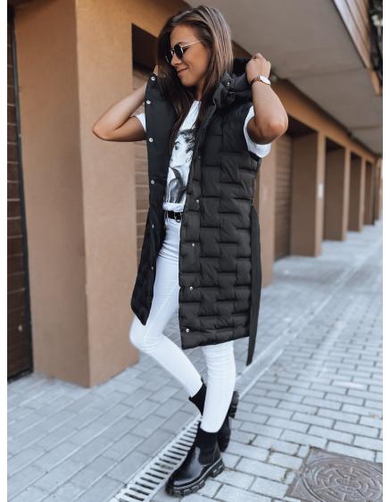 Dámska prešívaná vesta s kapucňou PAOLLA čierna